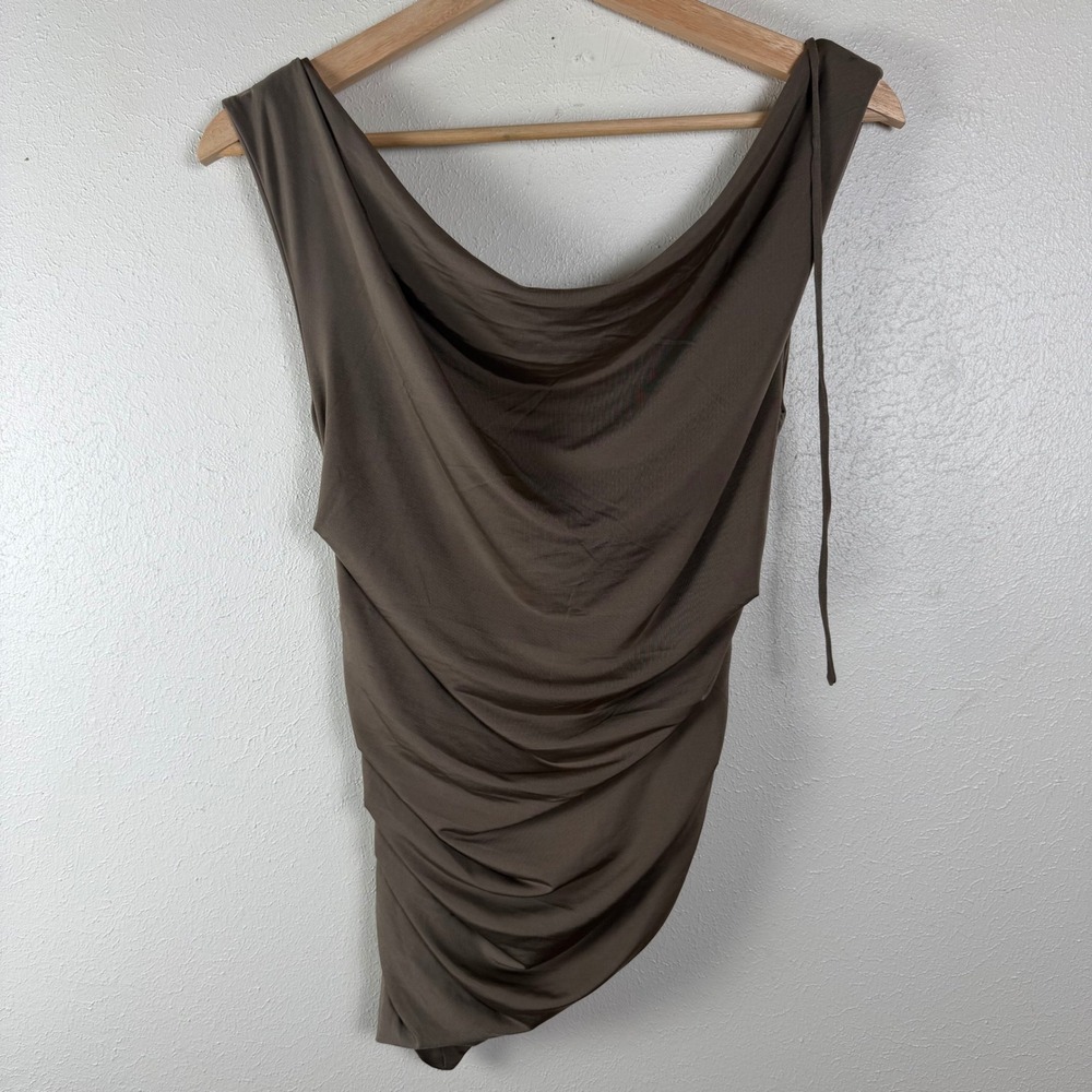 Meshki Prianyka Slinky Sleeveless Cowl Neck Top Coco Brown XS NWT